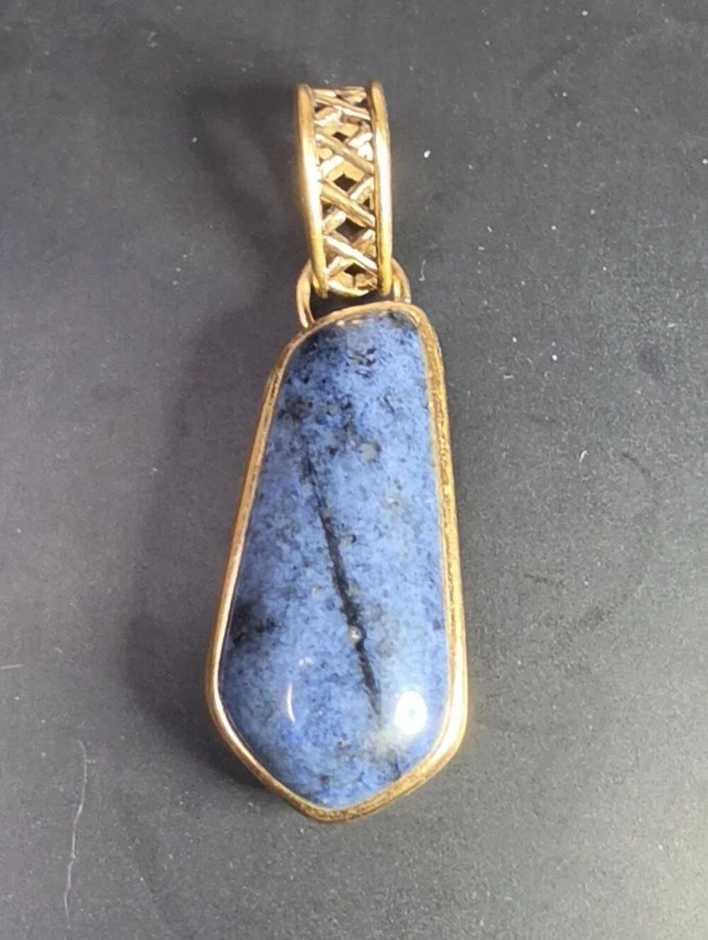 Gold Pendant Necklace with Blue Stone Barse Jewelry